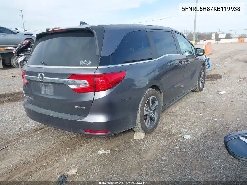 5FNRL6H87KB119938 2019 Honda Odyssey Touring