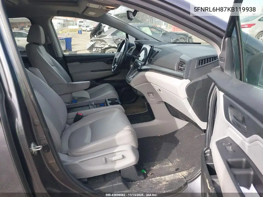 5FNRL6H87KB119938 2019 Honda Odyssey Touring