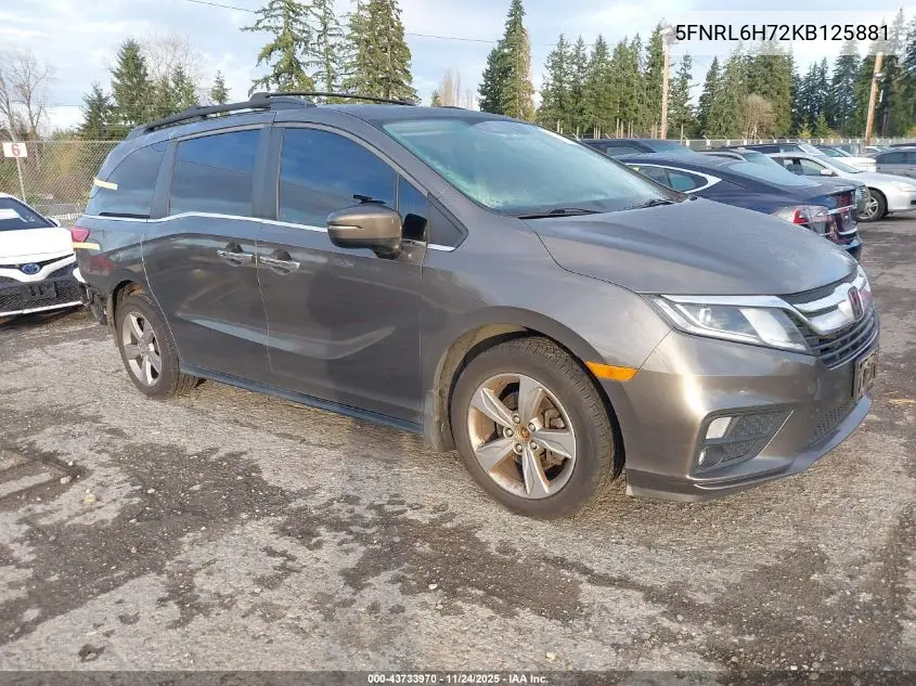 5FNRL6H72KB125881 2019 Honda Odyssey Ex-L