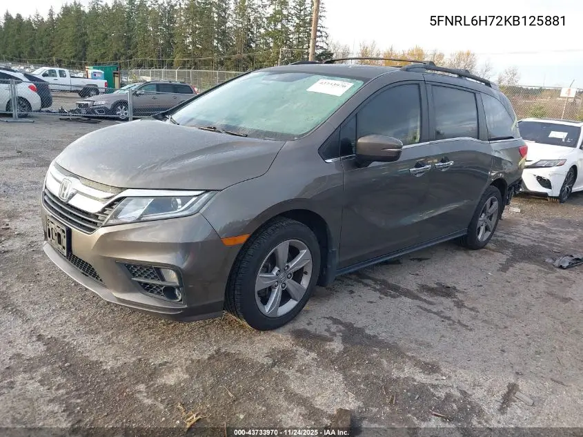5FNRL6H72KB125881 2019 Honda Odyssey Ex-L