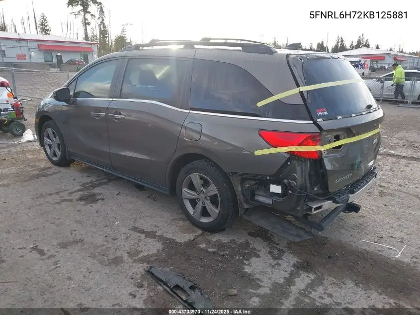 5FNRL6H72KB125881 2019 Honda Odyssey Ex-L