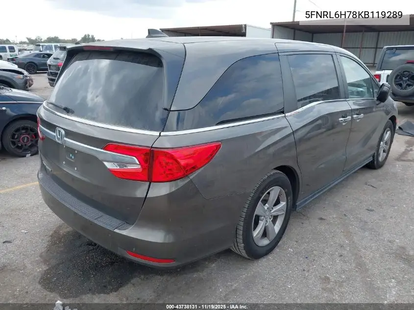 5FNRL6H78KB119289 2019 Honda Odyssey Ex-L