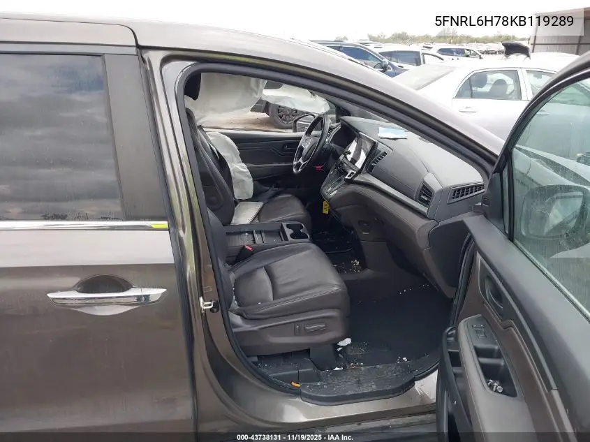 5FNRL6H78KB119289 2019 Honda Odyssey Ex-L