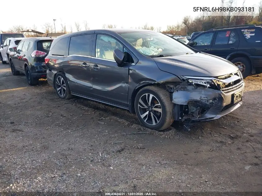 5FNRL6H98KB093181 2019 Honda Odyssey Elite
