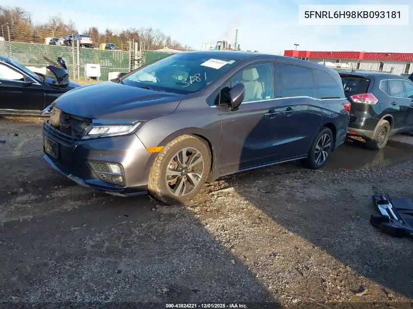 5FNRL6H98KB093181 2019 Honda Odyssey Elite