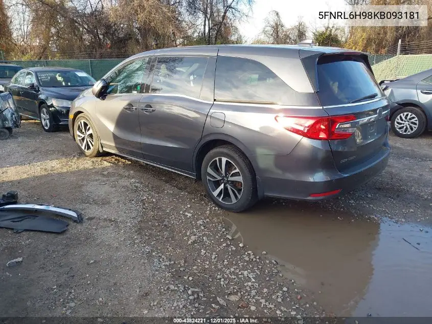5FNRL6H98KB093181 2019 Honda Odyssey Elite