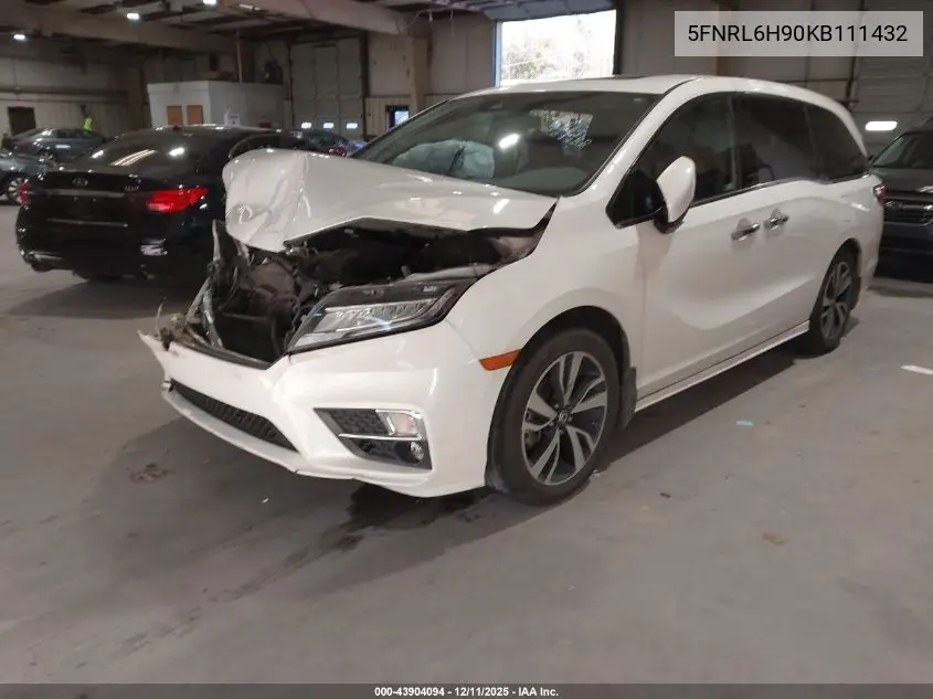 5FNRL6H90KB111432 2019 Honda Odyssey Elite