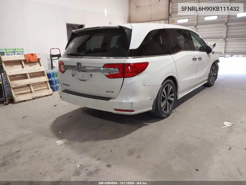 5FNRL6H90KB111432 2019 Honda Odyssey Elite