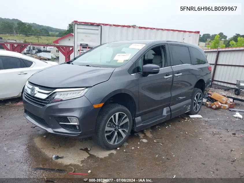 2020 Honda Odyssey Elite VIN: 5FNRL6H96LB059967 Lot: 39734977