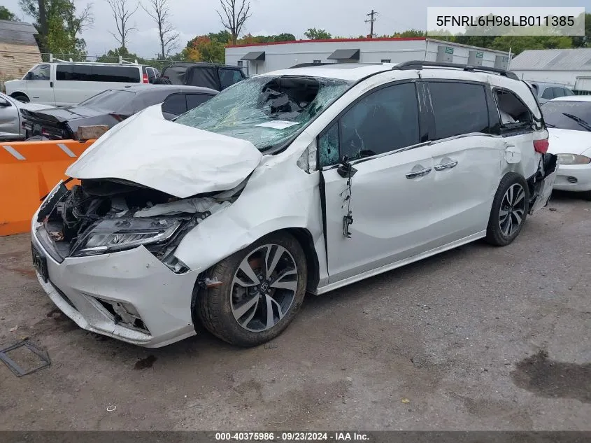 5FNRL6H98LB011385 2020 Honda Odyssey Elite