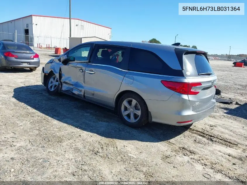 5FNRL6H73LB031364 2020 Honda Odyssey Ex-L/Ex-L W/Navi Res