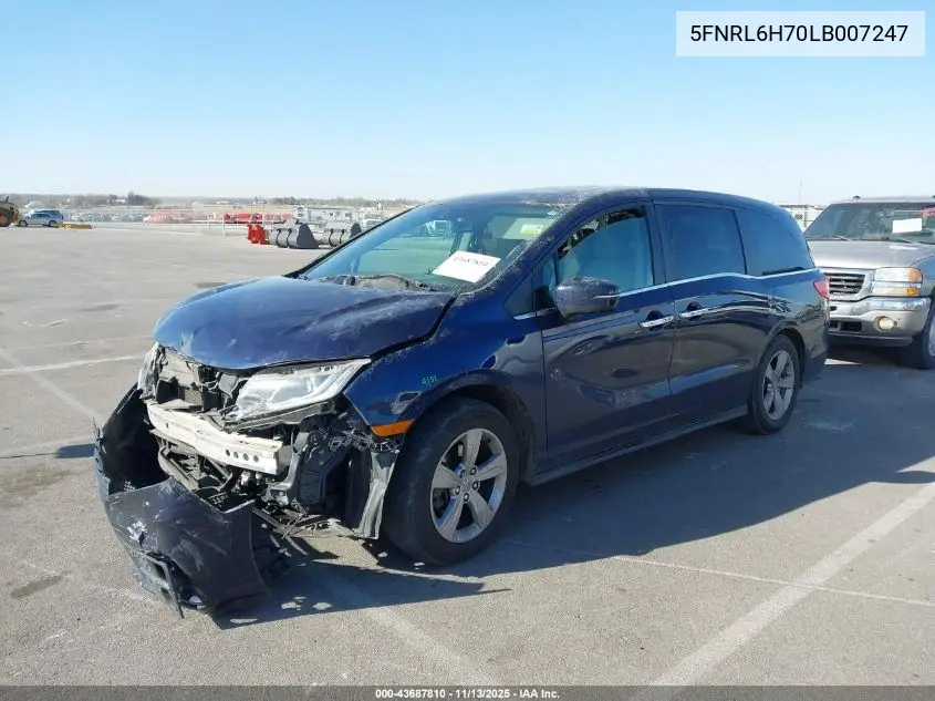 5FNRL6H70LB007247 2020 Honda Odyssey Ex-L/Ex-L W/Navi Res