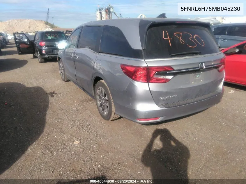 2021 Honda Odyssey Ex-L VIN: 5FNRL6H76MB045230 Lot: 40344830