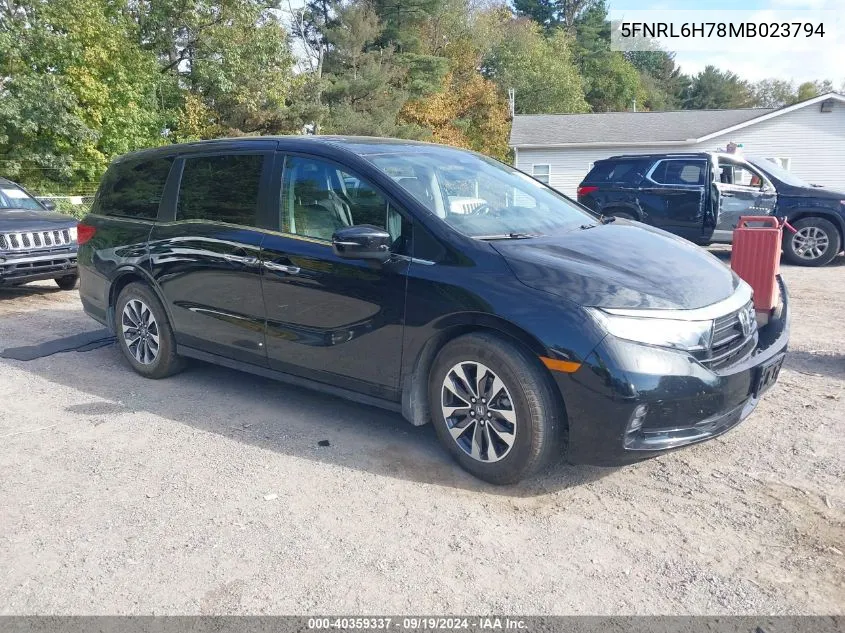 2021 Honda Odyssey Ex-L VIN: 5FNRL6H78MB023794 Lot: 40359337