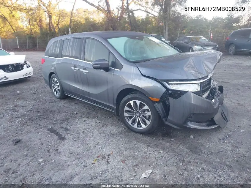 5FNRL6H72MB008529 2021 Honda Odyssey Ex-L