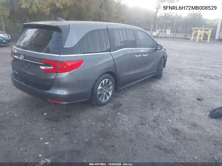 5FNRL6H72MB008529 2021 Honda Odyssey Ex-L