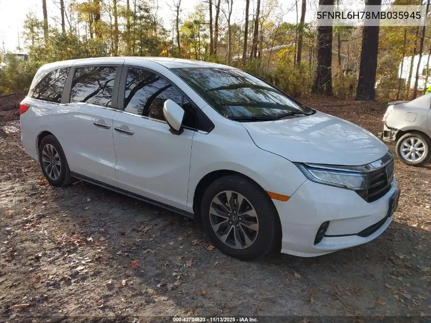 5FNRL6H78MB035945 2021 Honda Odyssey Ex-L