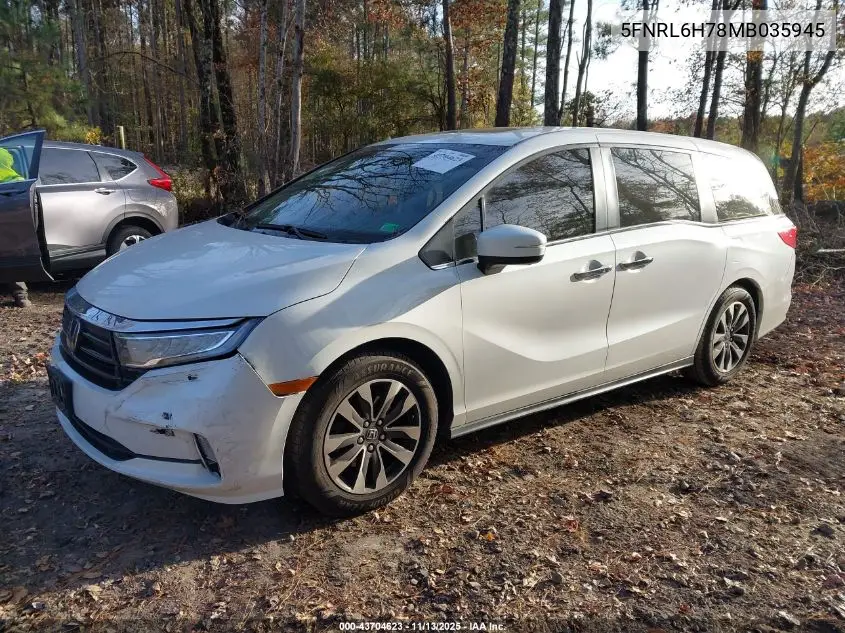 5FNRL6H78MB035945 2021 Honda Odyssey Ex-L