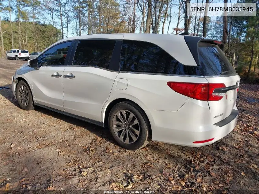 5FNRL6H78MB035945 2021 Honda Odyssey Ex-L