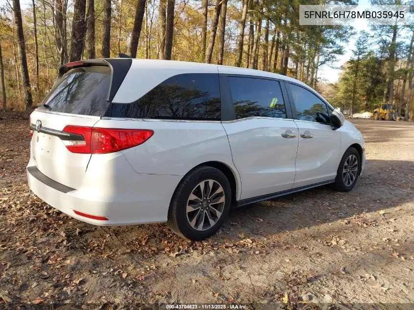 5FNRL6H78MB035945 2021 Honda Odyssey Ex-L
