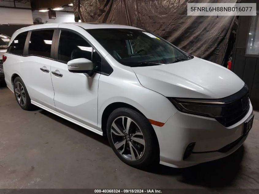 2022 Honda Odyssey Touring VIN: 5FNRL6H88NB016077 Lot: 40368324