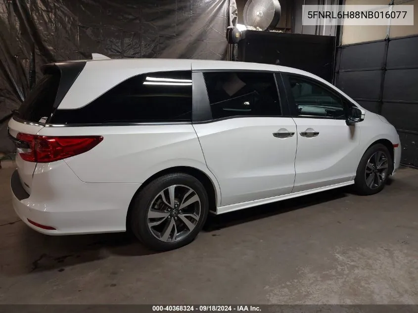 2022 Honda Odyssey Touring VIN: 5FNRL6H88NB016077 Lot: 40368324