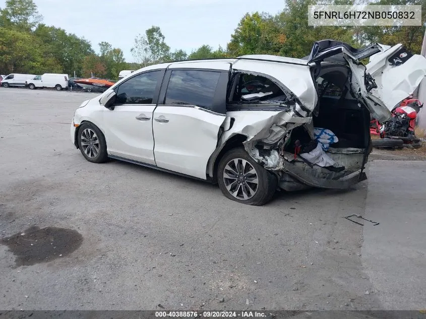 2022 Honda Odyssey Ex-L VIN: 5FNRL6H72NB050832 Lot: 40388576