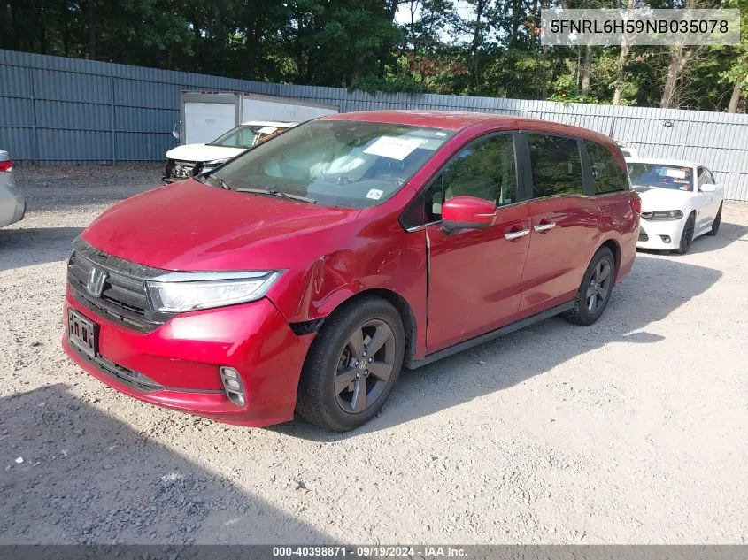 2022 Honda Odyssey Ex VIN: 5FNRL6H59NB035078 Lot: 40398871