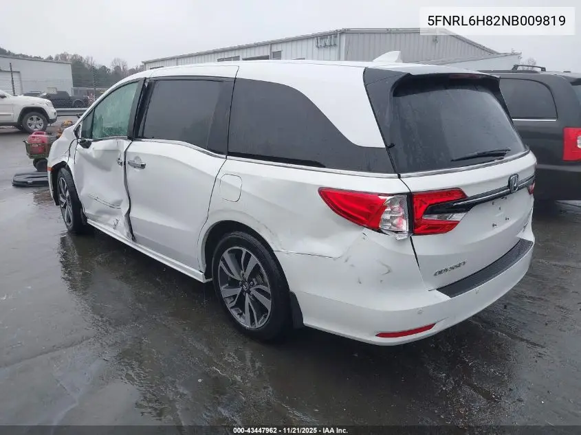 5FNRL6H82NB009819 2022 Honda Odyssey Touring