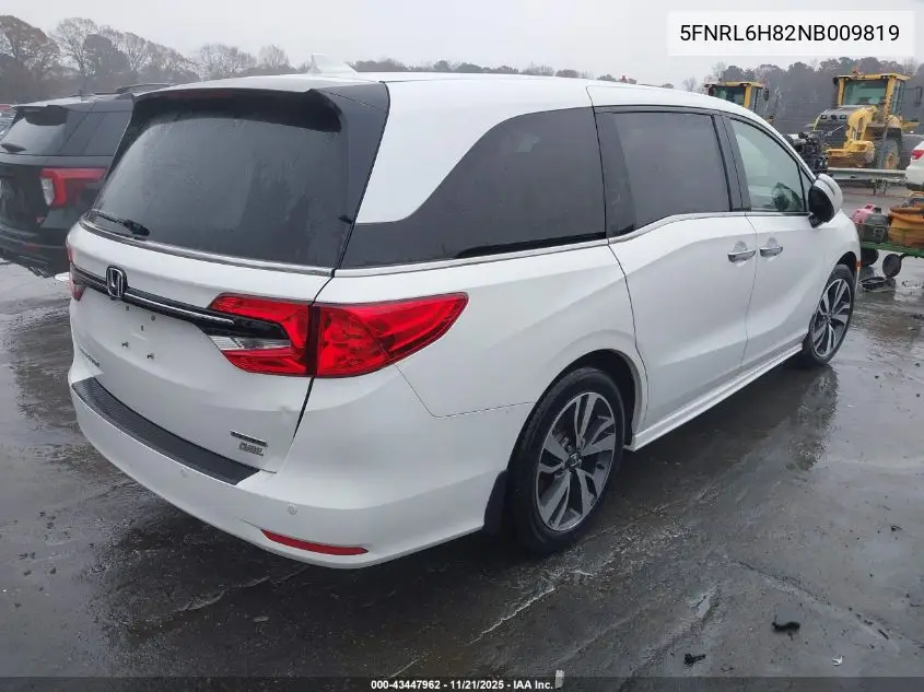 5FNRL6H82NB009819 2022 Honda Odyssey Touring