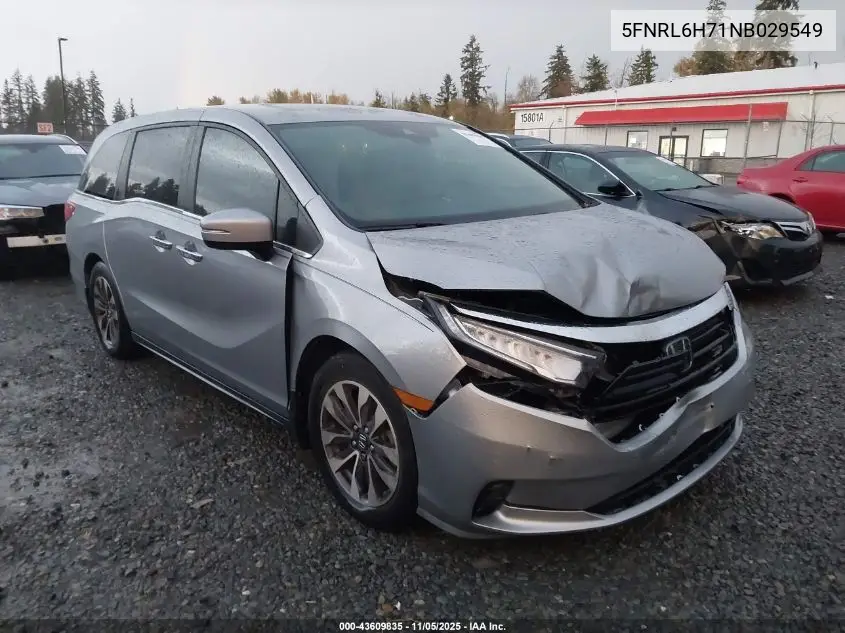 5FNRL6H71NB029549 2022 Honda Odyssey Ex-L
