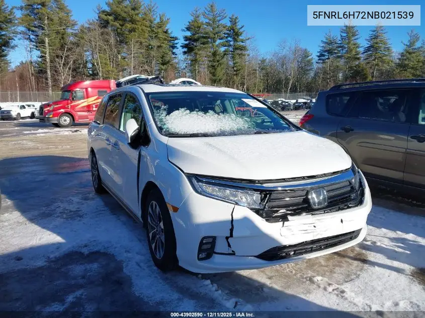5FNRL6H72NB021539 2022 Honda Odyssey Ex-L