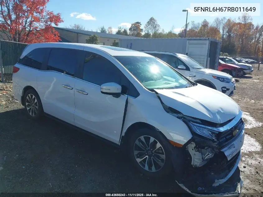 5FNRL6H67RB011649 2024 Honda Odyssey Ex-L