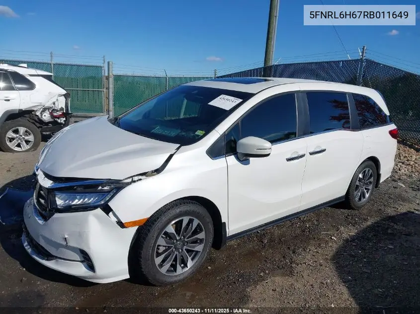 5FNRL6H67RB011649 2024 Honda Odyssey Ex-L