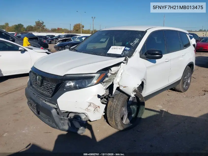 5FNYF7H21MB013475 2021 Honda Passport 2Wd Sport