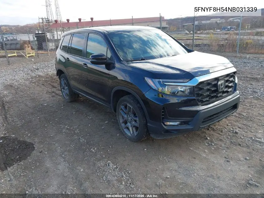 5FNYF8H54NB031339 2022 Honda Passport Awd Ex-L