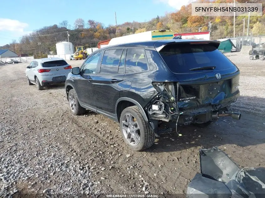 5FNYF8H54NB031339 2022 Honda Passport Awd Ex-L