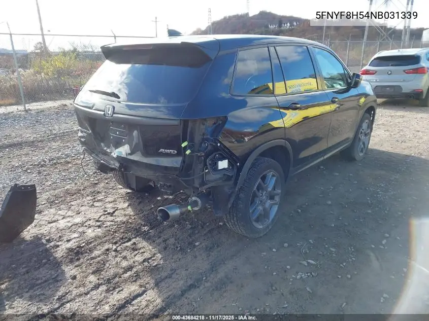 5FNYF8H54NB031339 2022 Honda Passport Awd Ex-L