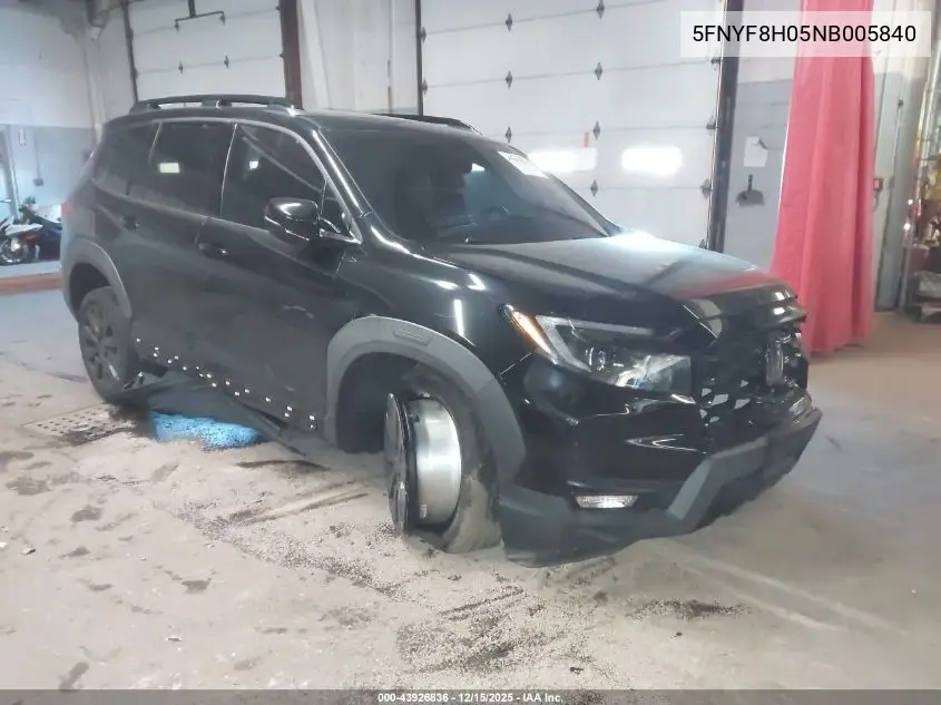5FNYF8H05NB005840 2022 Honda Passport Awd Elite
