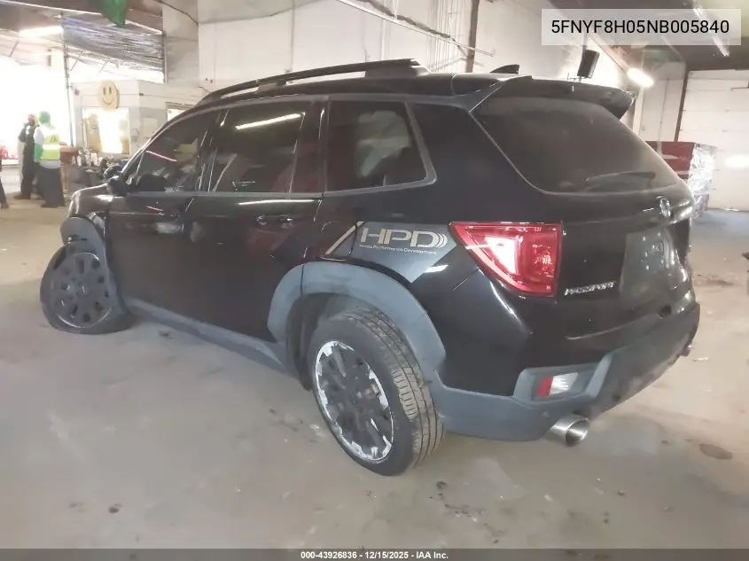 5FNYF8H05NB005840 2022 Honda Passport Awd Elite