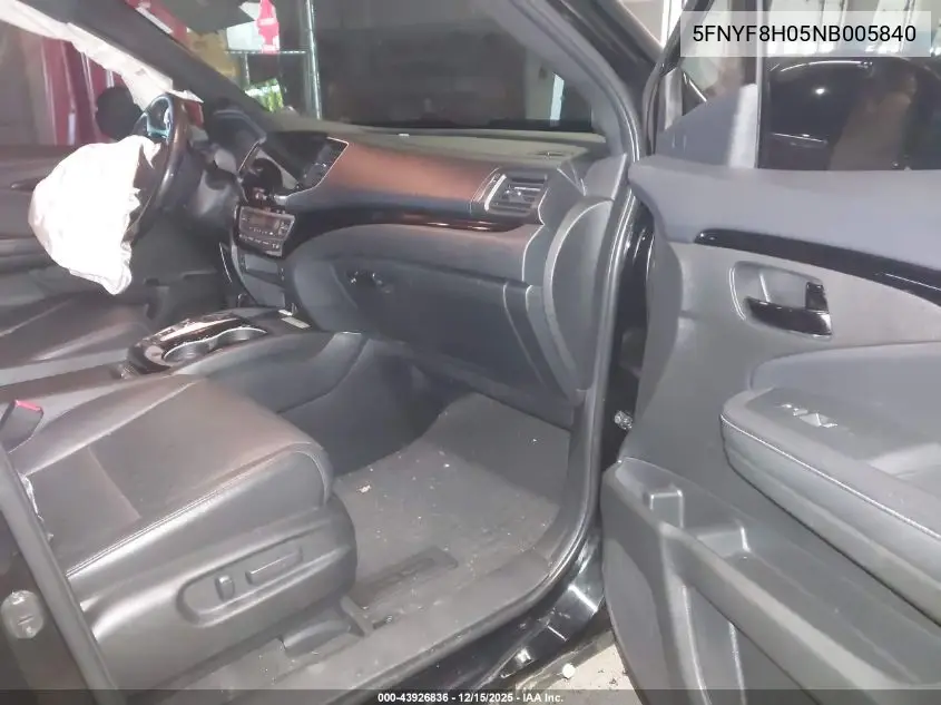 5FNYF8H05NB005840 2022 Honda Passport Awd Elite