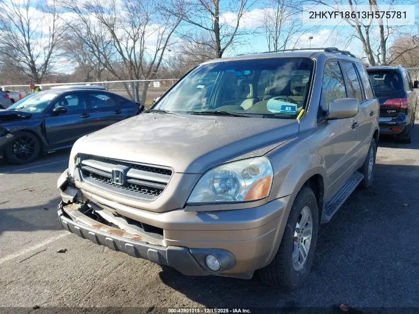 2HKYF18613H575781 2003 Honda Pilot Ex-L