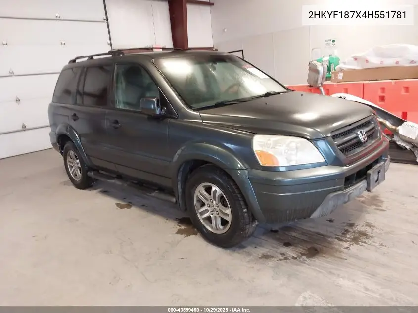 2HKYF187X4H551781 2004 Honda Pilot Ex-L