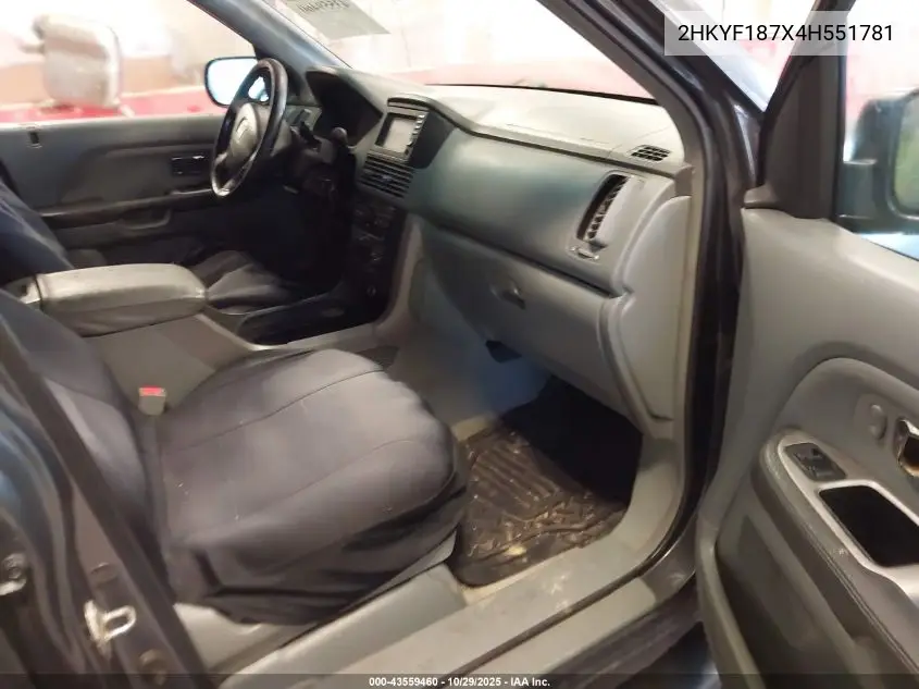 2HKYF187X4H551781 2004 Honda Pilot Ex-L