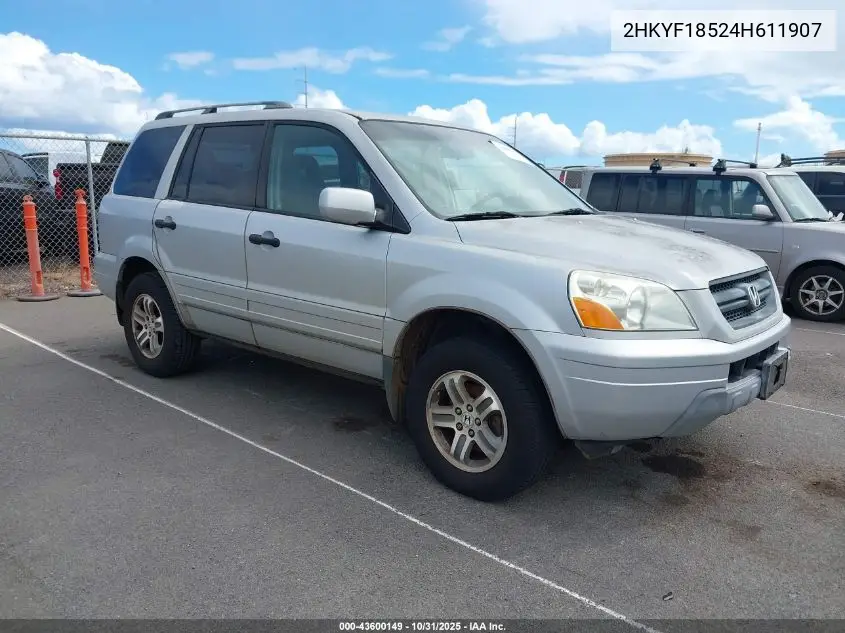 2HKYF18524H611907 2004 Honda Pilot Ex-L