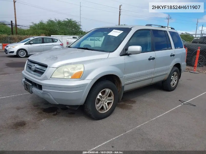 2HKYF18524H611907 2004 Honda Pilot Ex-L