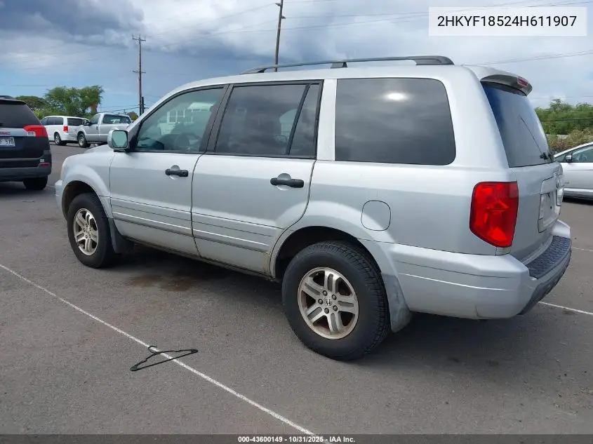 2HKYF18524H611907 2004 Honda Pilot Ex-L
