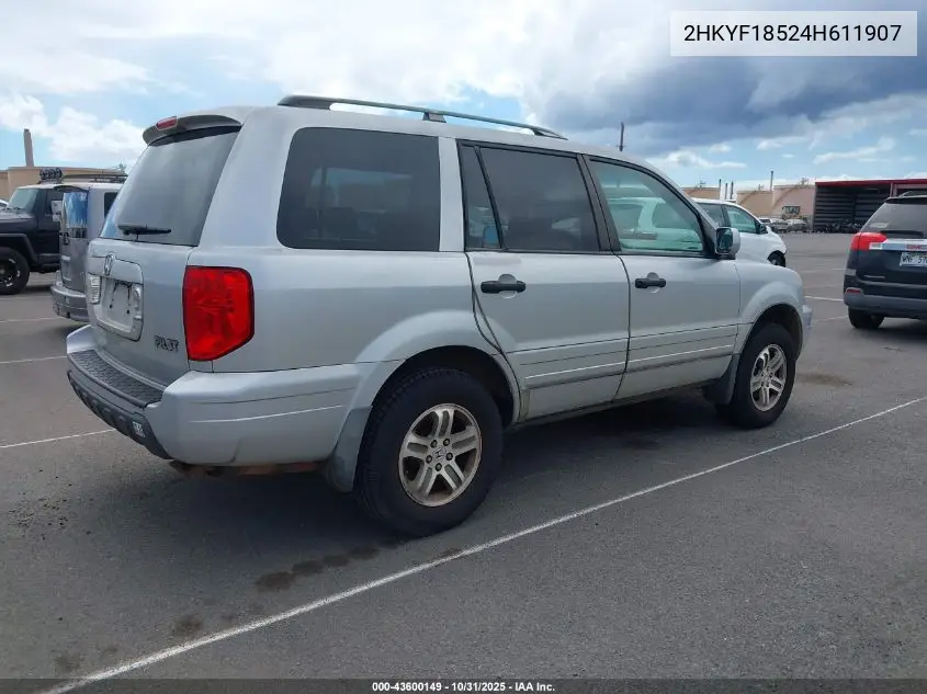 2HKYF18524H611907 2004 Honda Pilot Ex-L