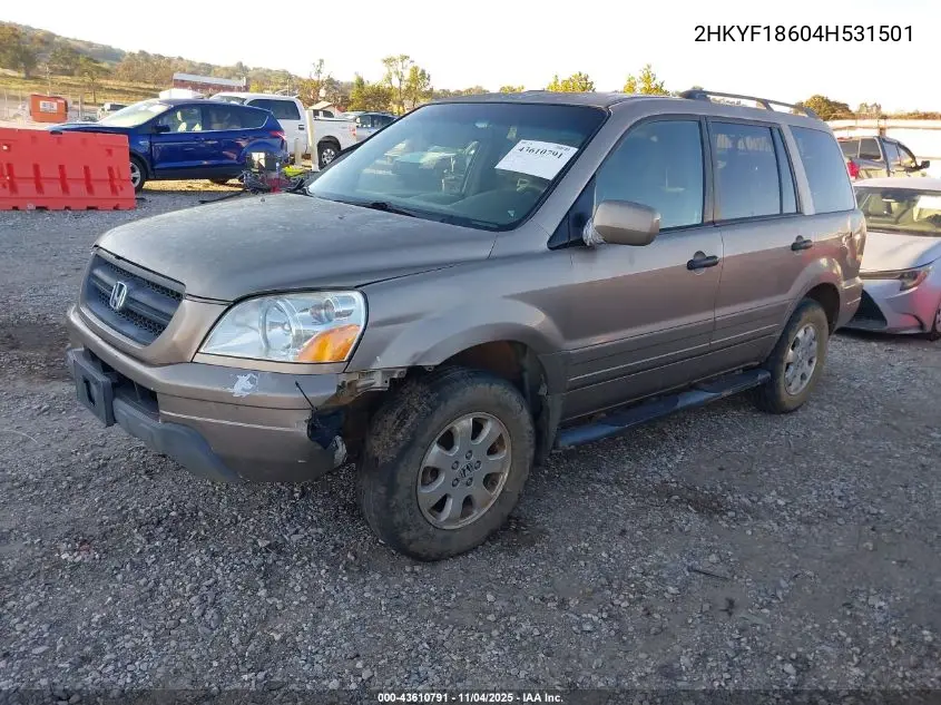 2HKYF18604H531501 2004 Honda Pilot Ex-L