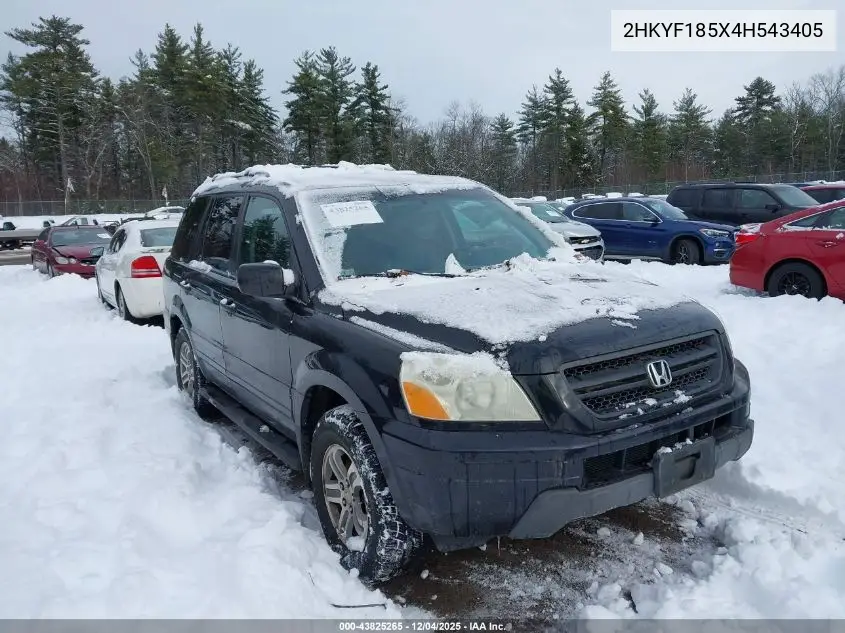 2HKYF185X4H543405 2004 Honda Pilot Ex-L